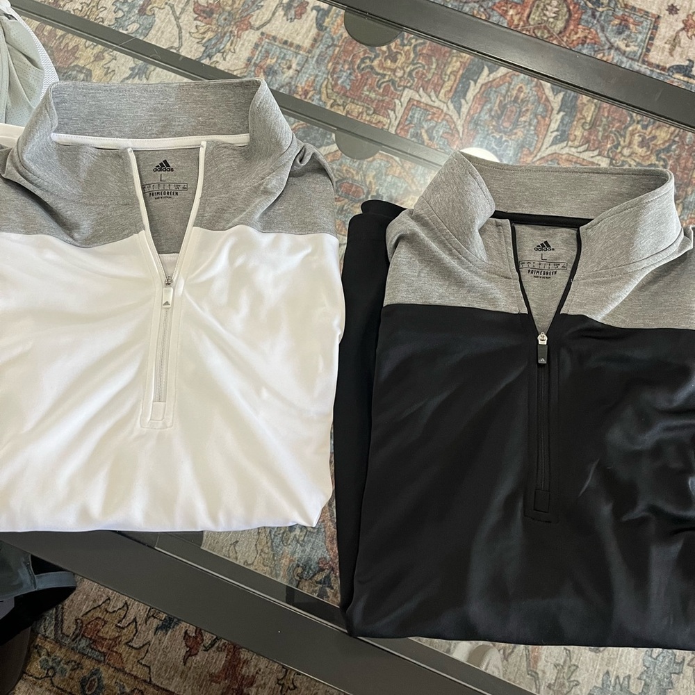 2 never worn adidas golf prime green 1/4 zip size Large